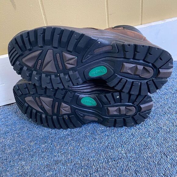 Propet Men 10.5 Thinsulate winter leather boots w/zip front flex traction brown - Picture 7 of 13